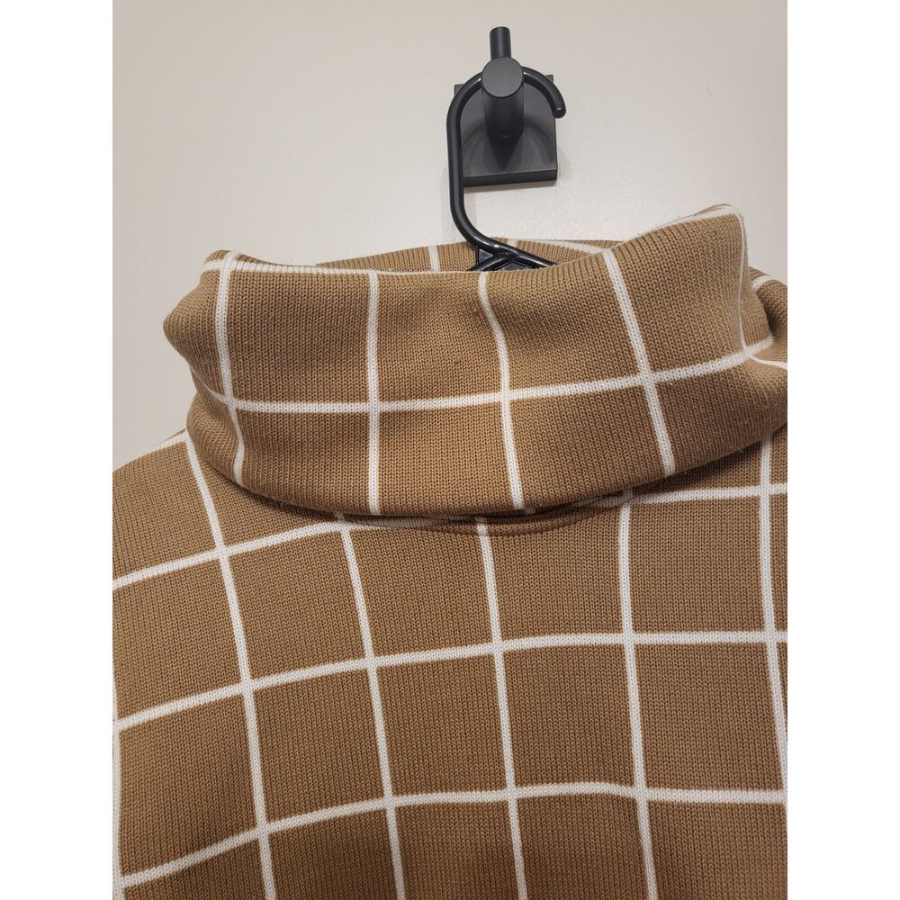 J. Crew Factory Long-sleeve Funnelneck Sweater Camel Windowpane Gridline S - Picture 4 of 6